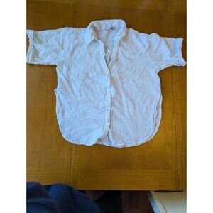 Petal + Pup White 100% Linen Short Sleeve Button Up Shirt Blouse Sz US 4 / AU 8
